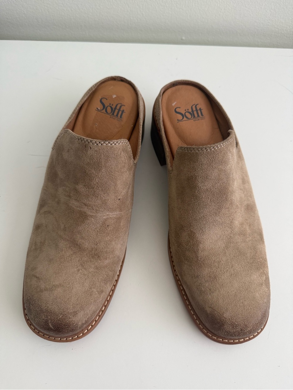 Sofft Trinity Clog Suede Mules, sz.9,5
